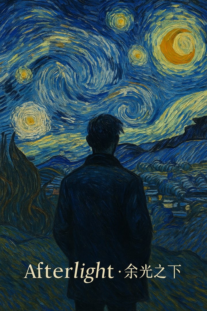 蓝色星空下背对画面的创作者剪影，底部写有 Afterlight · 余光之下